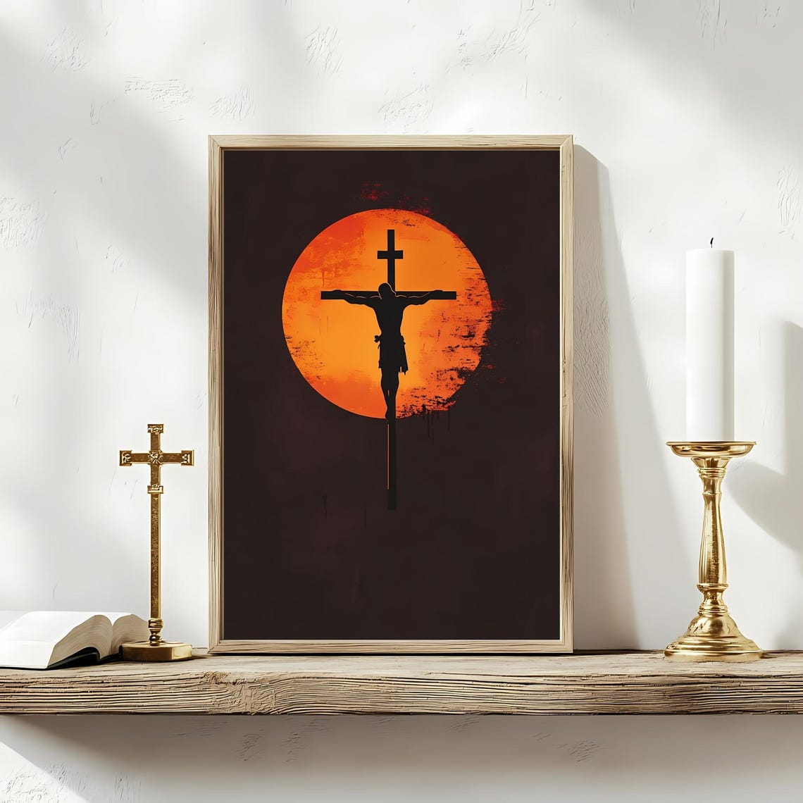 Crucifixion Silhouette Art, Modern Christian Print