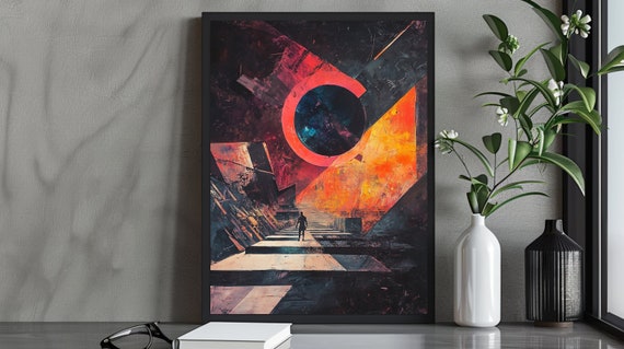 Futuristic Abstract Cosmic Journey Art Print Surreal Space Wall Decor Galaxythemed Scifi Artwork Unique Gift