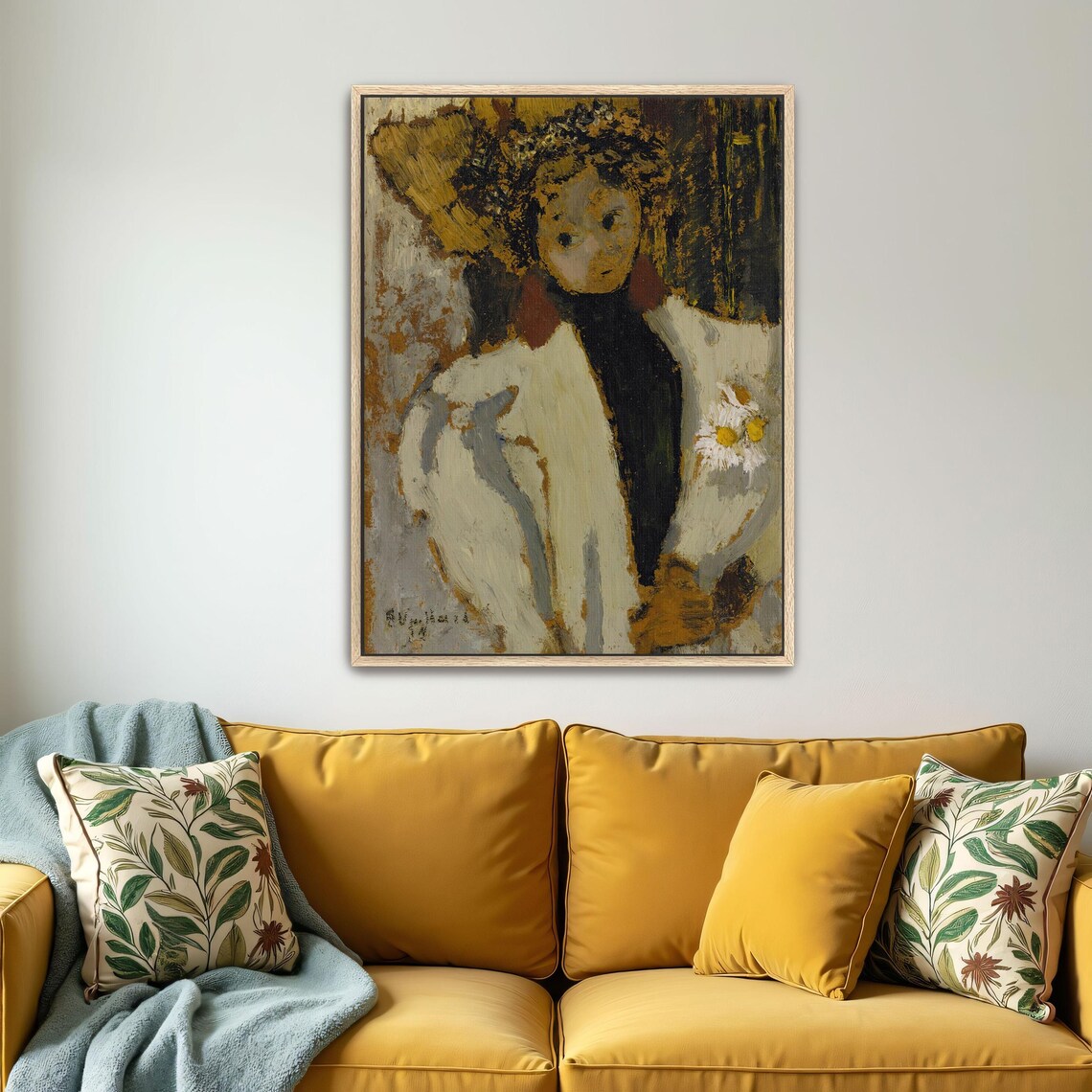 Early Modernist Portrait Of A Woman In White With Daisies Poster - Image 4