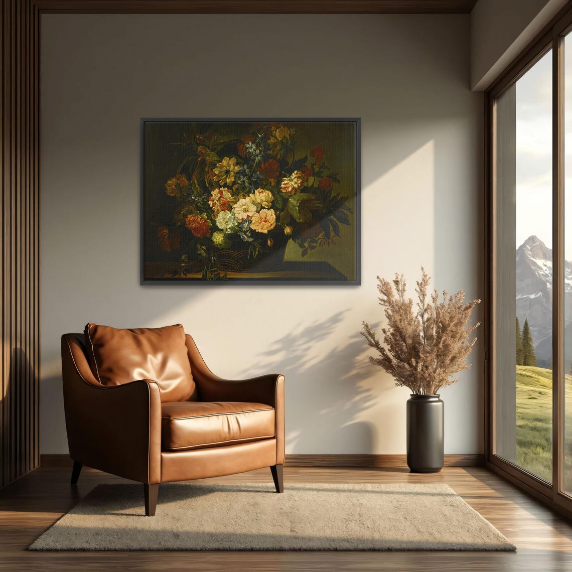 Dutch Style Floral Bouquet with Peonies Dark Still Life Art Poster