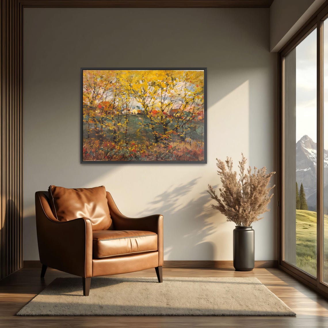 Golden Autumn Trees Impressionist Forest Landscape Wall Poster