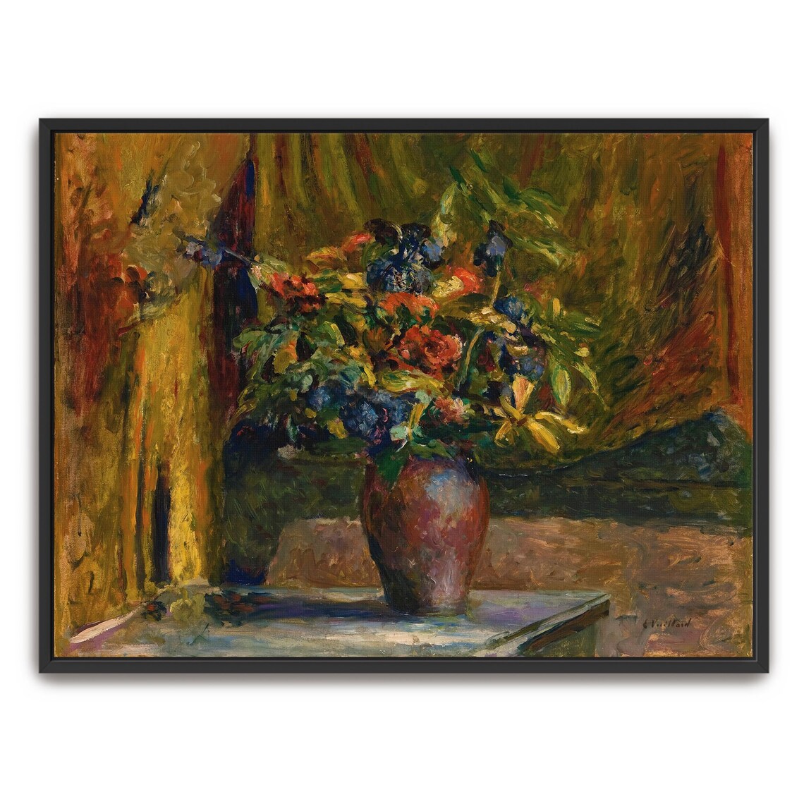 Impressionist Still Life Of Colorful Flowers In A Dark Vase Poster