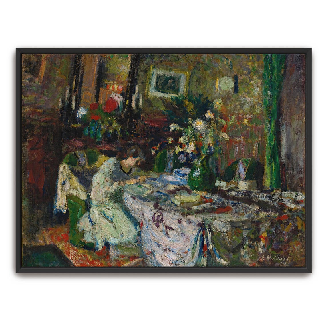 Woman Seated at a Set Table Vintage Impressionist Interior Art Print