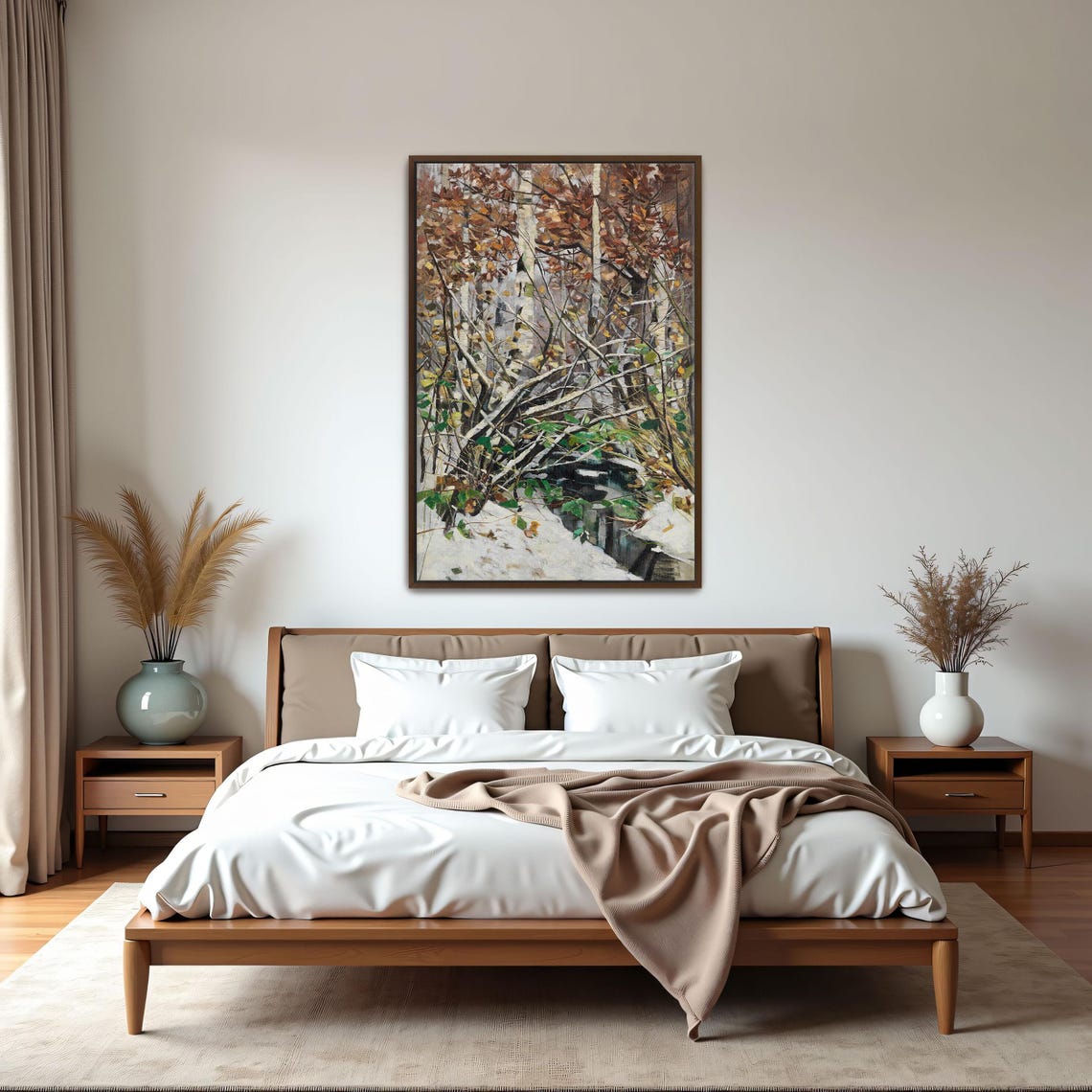 Snowy Birch Forest With a Frozen Stream Vintage Winter Art Print - Image 5