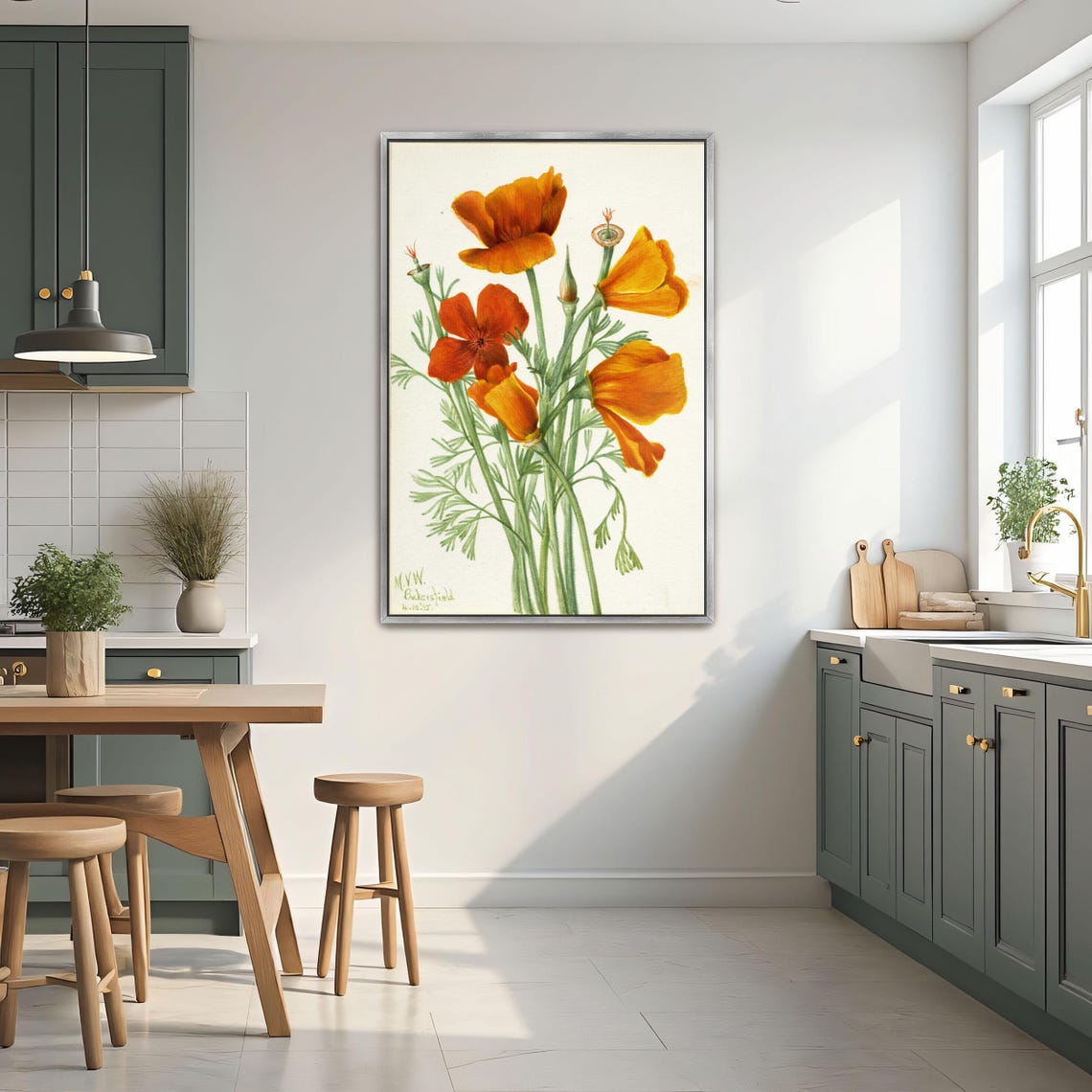 California Poppies Bouquet Vintage Botanical Flower Study Poster - Image 2