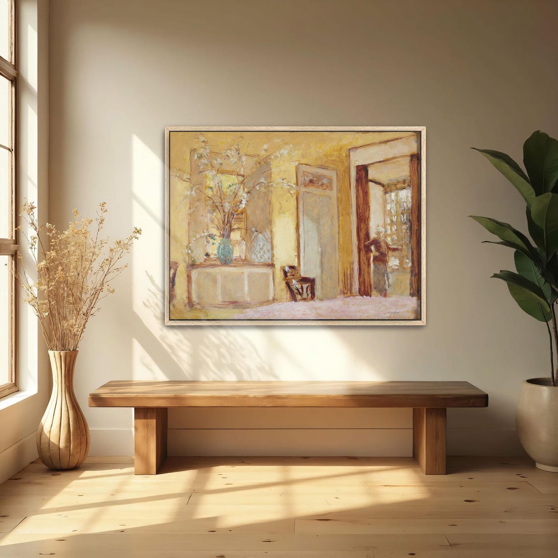 Sunlit Yellow Room Blooming Branches Vintage Interior Poster - Image 2