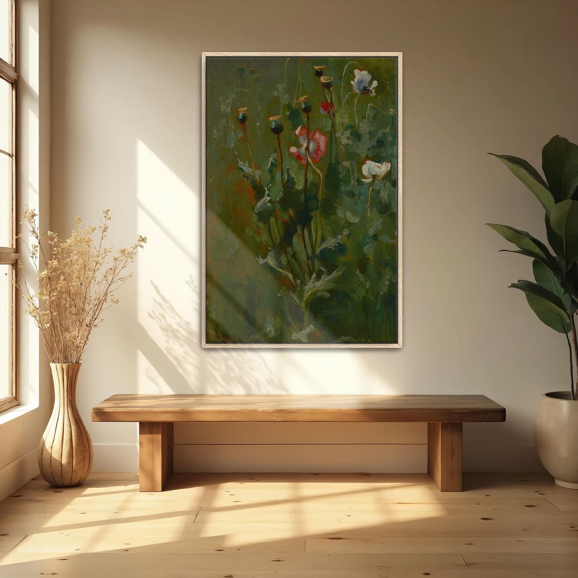Wild Poppies in a Dark Green Field Vintage Botanical Floral Art Print - Image 4