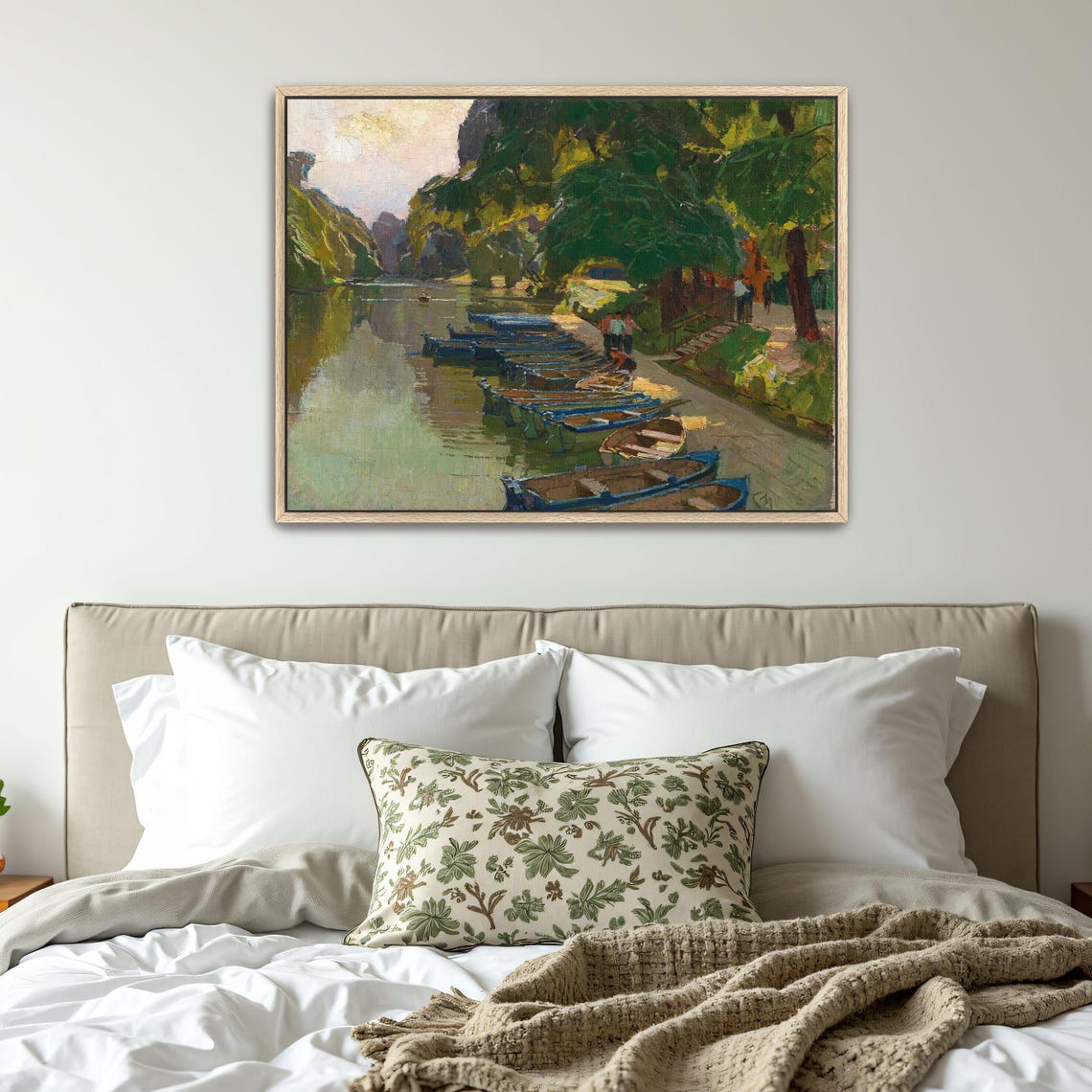Rowing Boats Moored by a Riverbank Leafy Impressionist Poster - Image 5