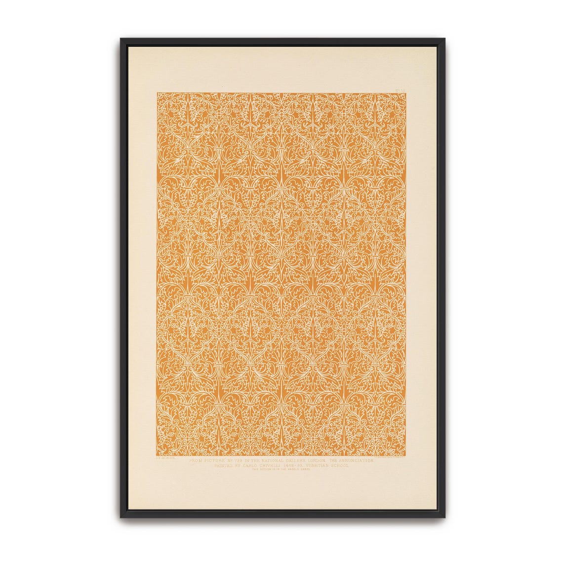 Orange Filigree Scrollwork Ornamental Vintage Pattern Poster
