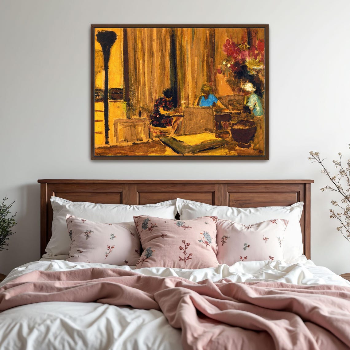 Golden Interior with Figures at Table Warm Vintage Art Poster - Image 6