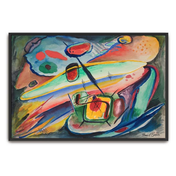 Framed Print Of Abstract Art With Geometric Shapes Geometric Print Blue And Green Living Room Decor Abstract Art
