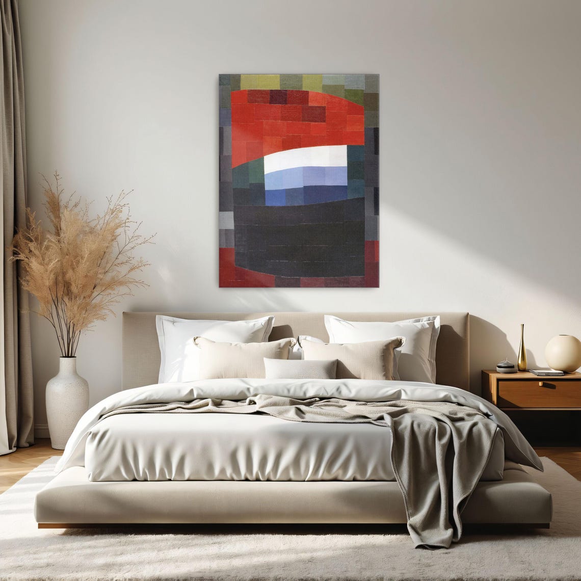 Framed Print Of Abstract Geometric Art With Red White And Blue Geometric Wall Art Red And White Entryway Decor Geometric Art - Image 2