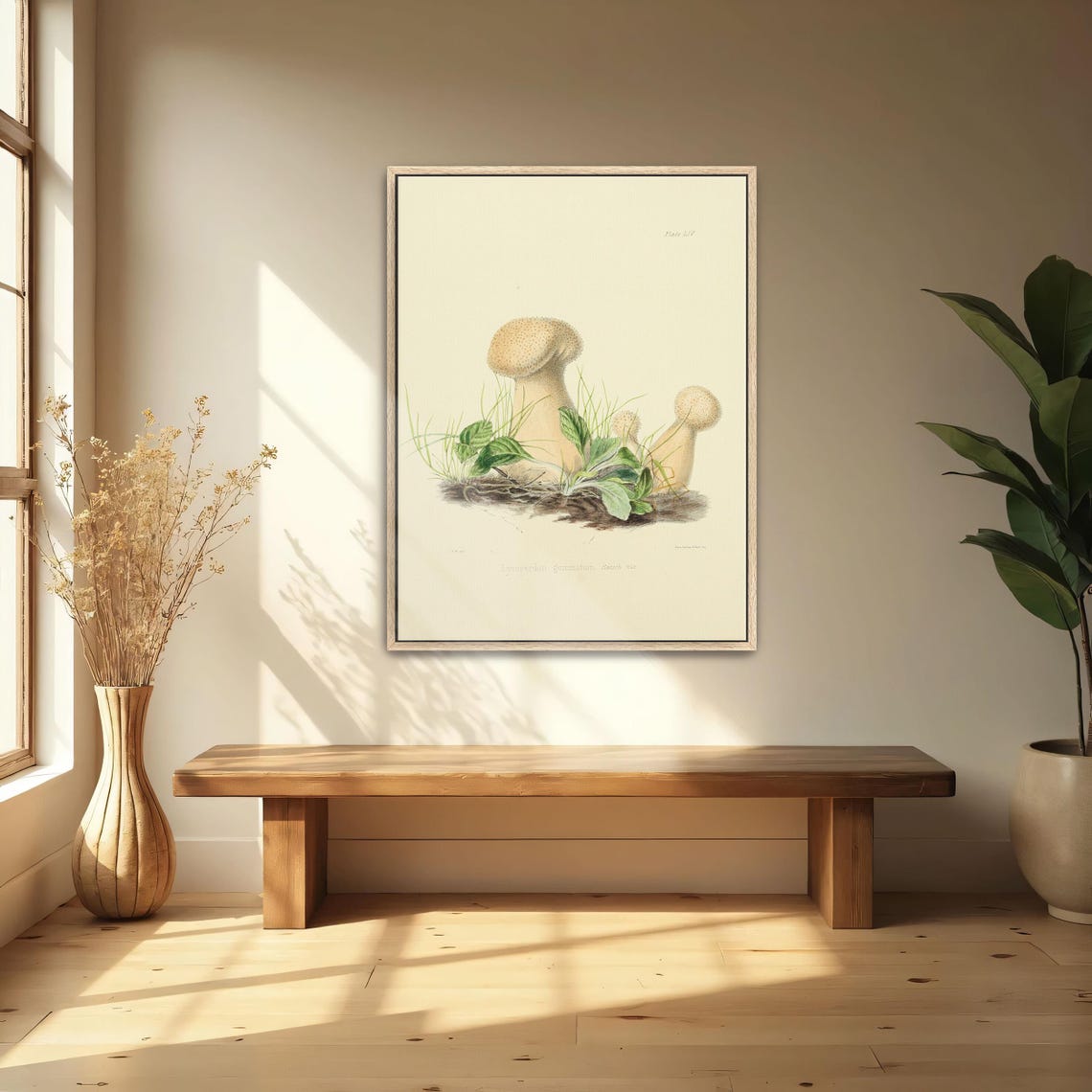 Vintage Mushroom Botanical Illustration Two Cream Caps Art Poster - Image 5