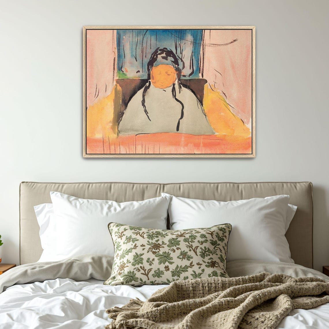 Expressionist Seated Woman Portrait Blue Pink Abstract Poster - Image 5