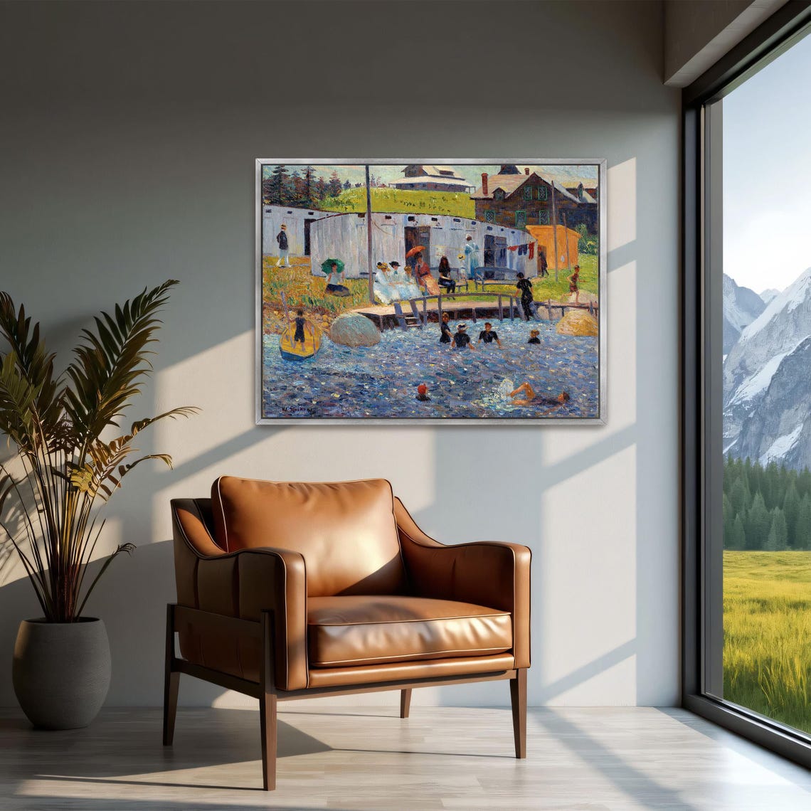 William Glackens Beach Bathers Vintage Swimming Scene Poster - Image 2