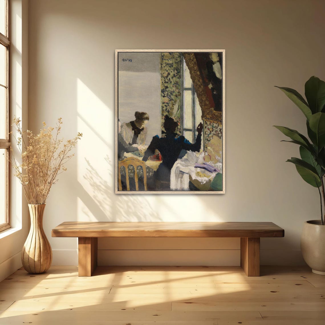 Two Women Sewing Together In A Sunlit Room Impressionist Poster - Image 4