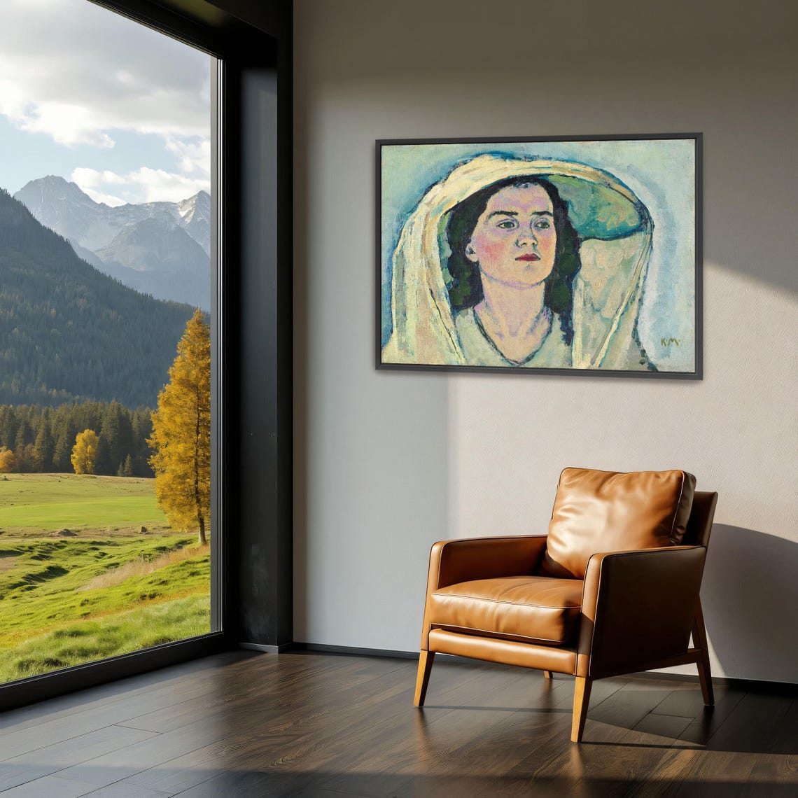 Woman in a Large White Hat Expressionist Portrait Oil Painting Poster - Image 4