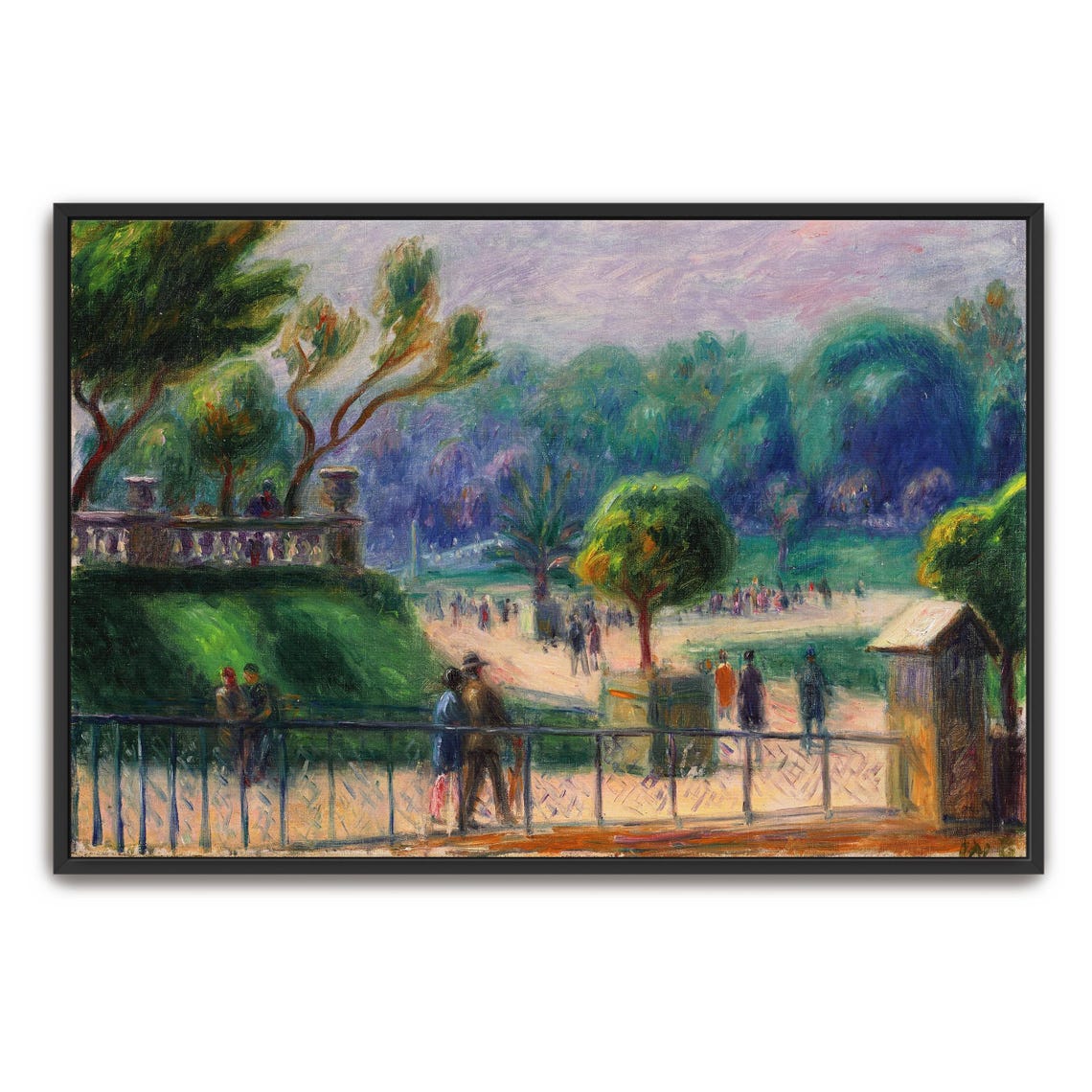 Impressionist Park Scene with Strollers among Green Trees Poster