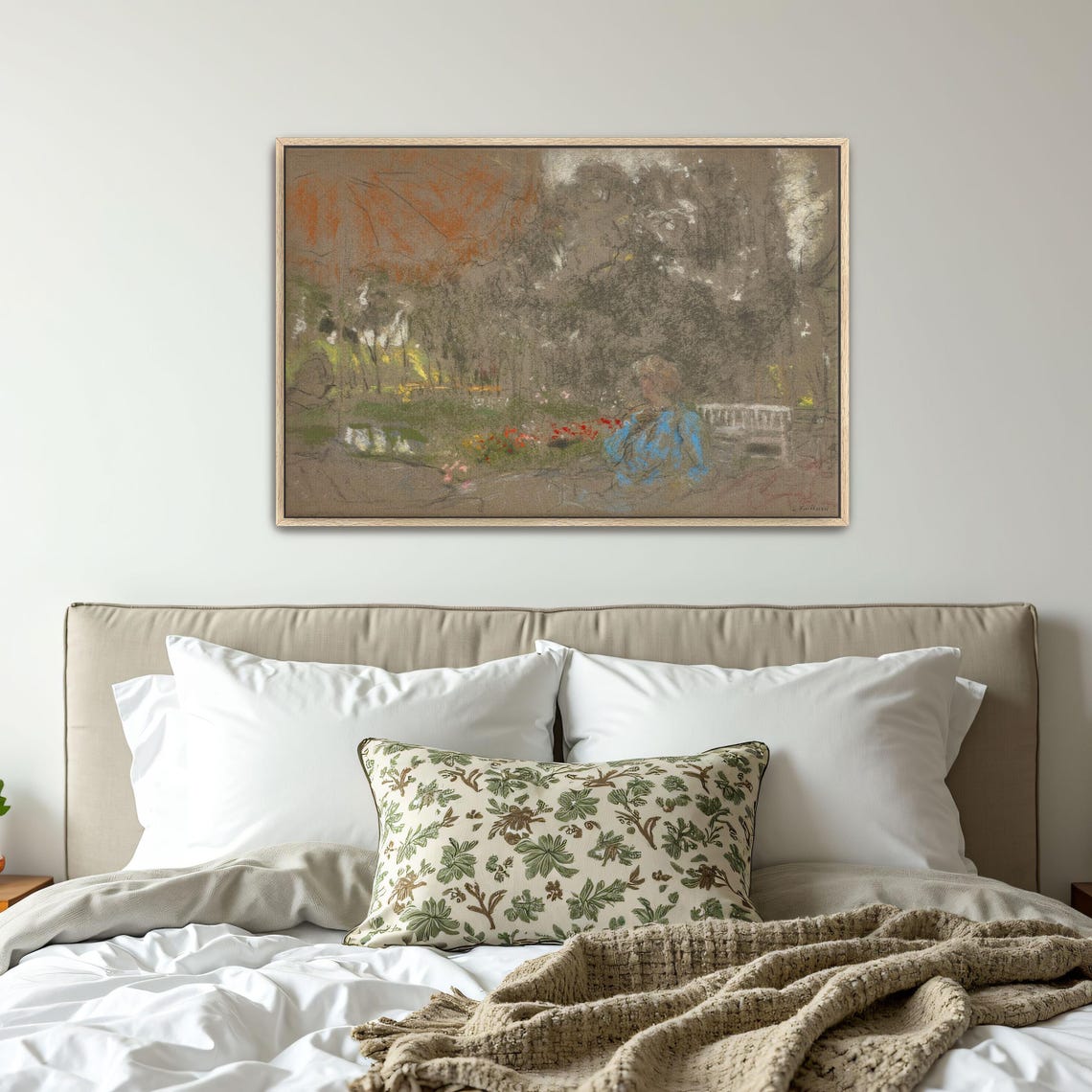 Woman Seated in an Autumn Garden Soft Pastel Portrait Poster - Image 5