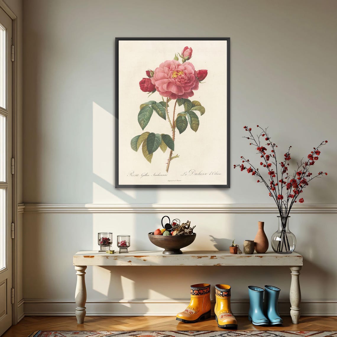 Vintage Pink Rose Botanical Illustration Classic Flower Art Poster - Image 4