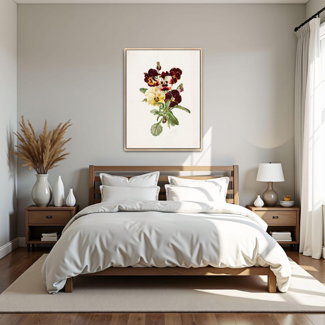Dark Maroon And Yellow Pansies Bouquet Vintage Botanical Art Poster - Image 5