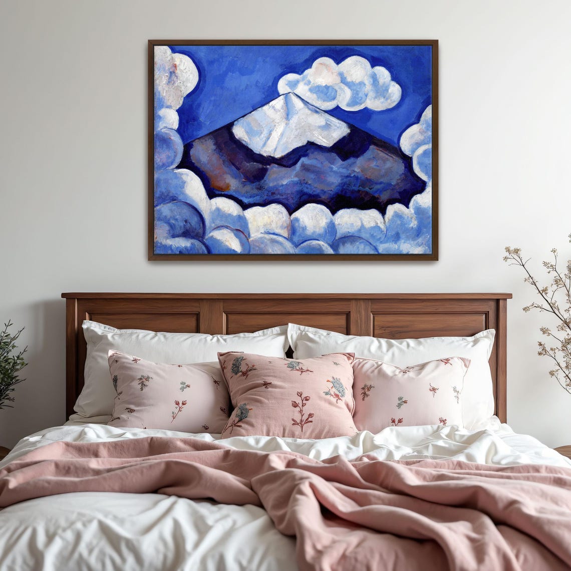 Snow Capped Volcano Peak Under Deep Blue Sky With Clouds Poster - Image 5