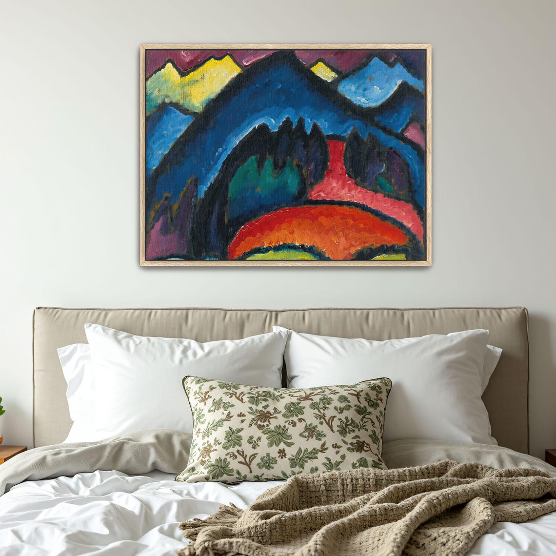 Framed Wall Art Of Abstract Landscape With Mountain Peaks Mountain Print Blue And Green Living Room Art Print Abstract Artwork - Image 4
