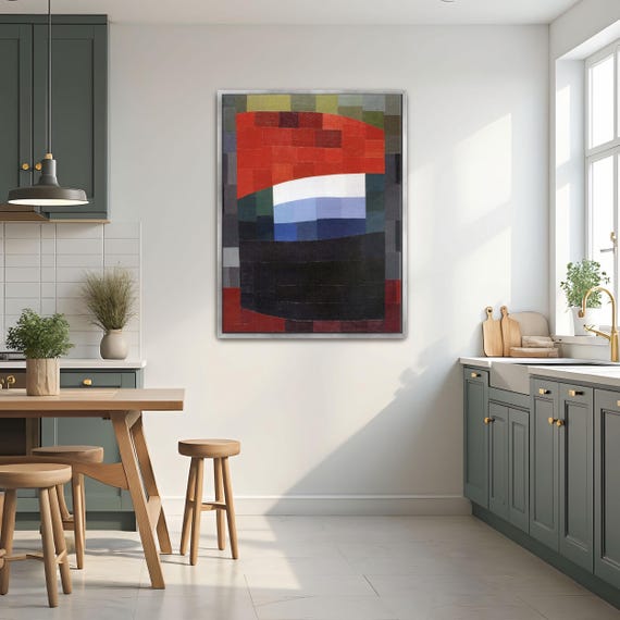 Framed Print Of Abstract Geometric Art With Red White And Blue Geometric Wall Art Red And White Entryway Decor Geometric Art