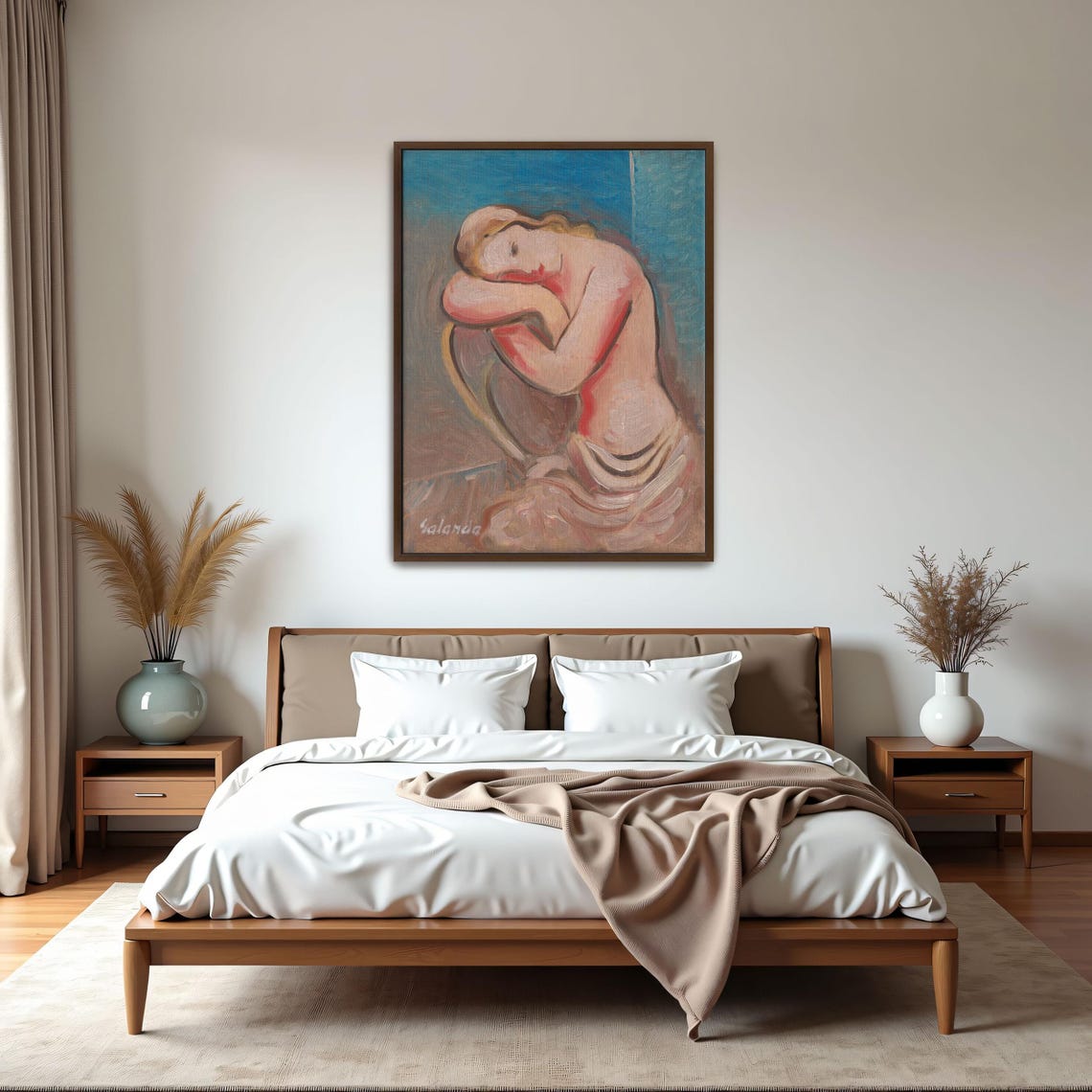 Seated Nude Woman with Folded Arms Expressive Figure Study Poster - Image 5