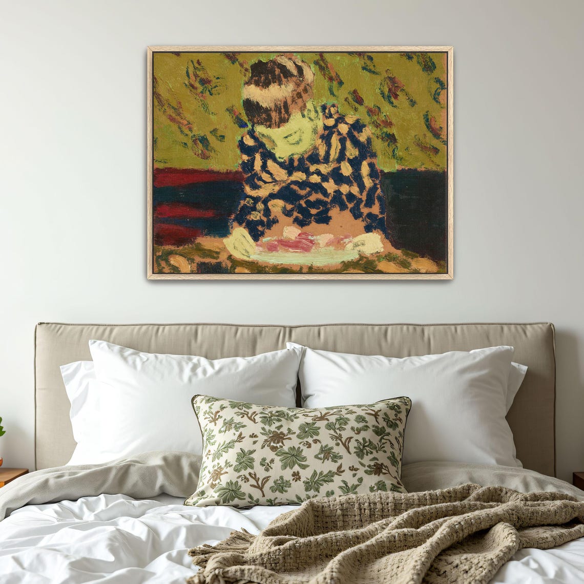 Woman in Patterned Robe at Table Impressionist Portrait Poster - Image 5