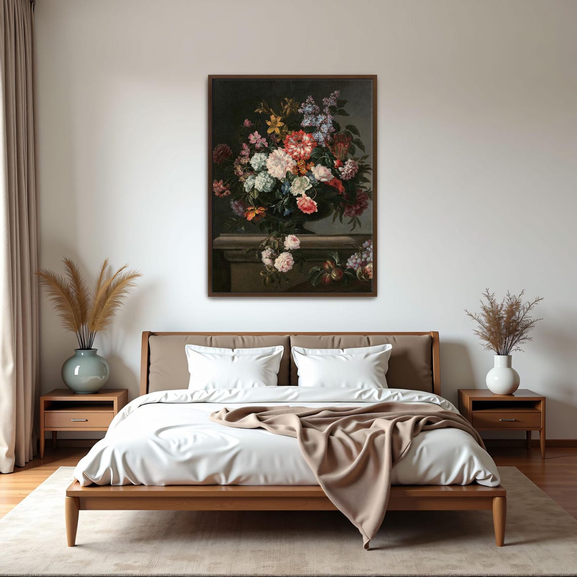 Vintage Floral Bouquet With Fruit Dutch Still Life Painting Poster