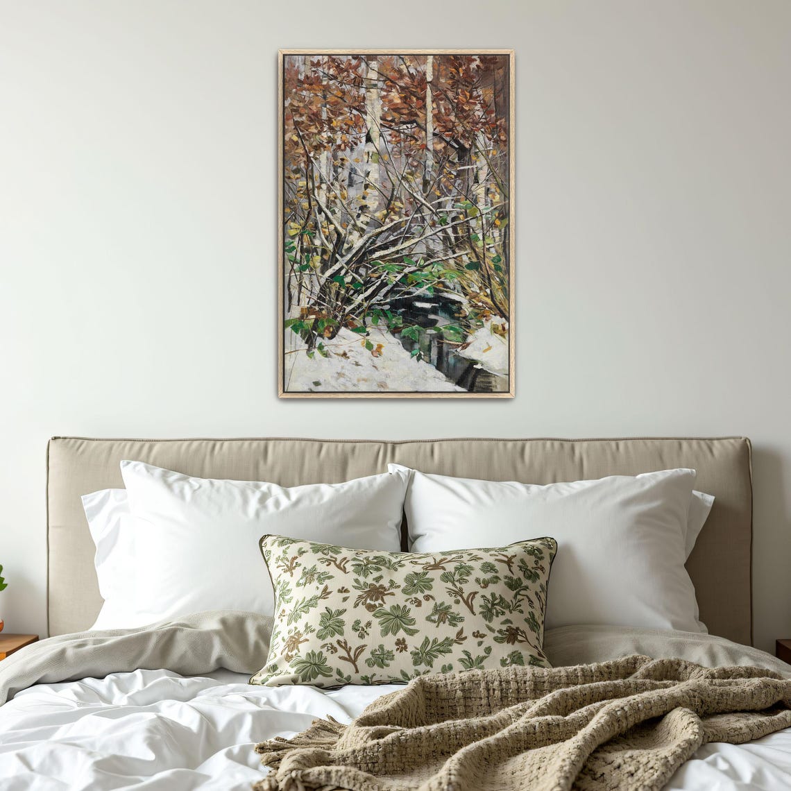 Snowy Birch Forest With a Frozen Stream Vintage Winter Art Print - Image 4