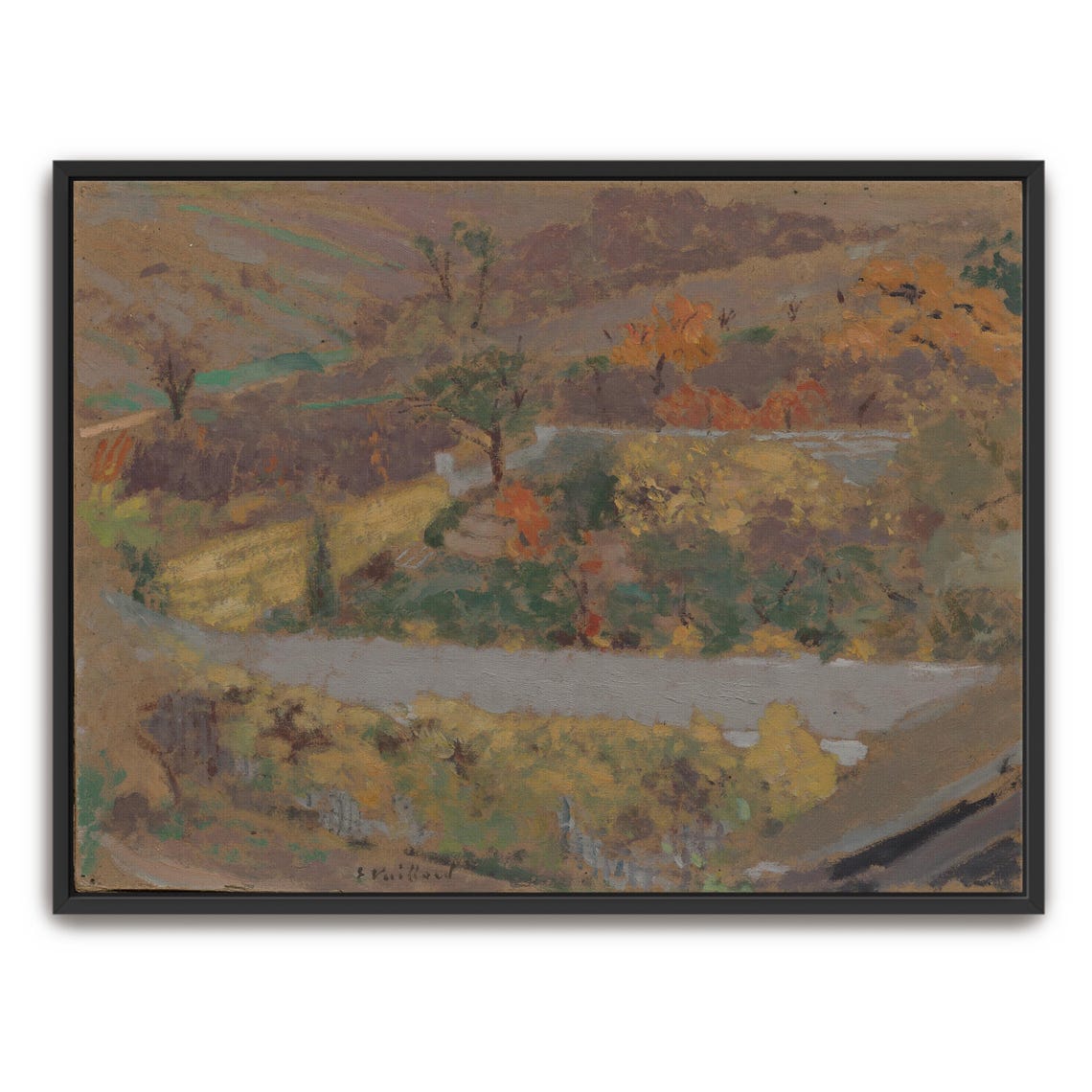 Autumn Valley Landscape With A Winding River In Warm Tones Poster