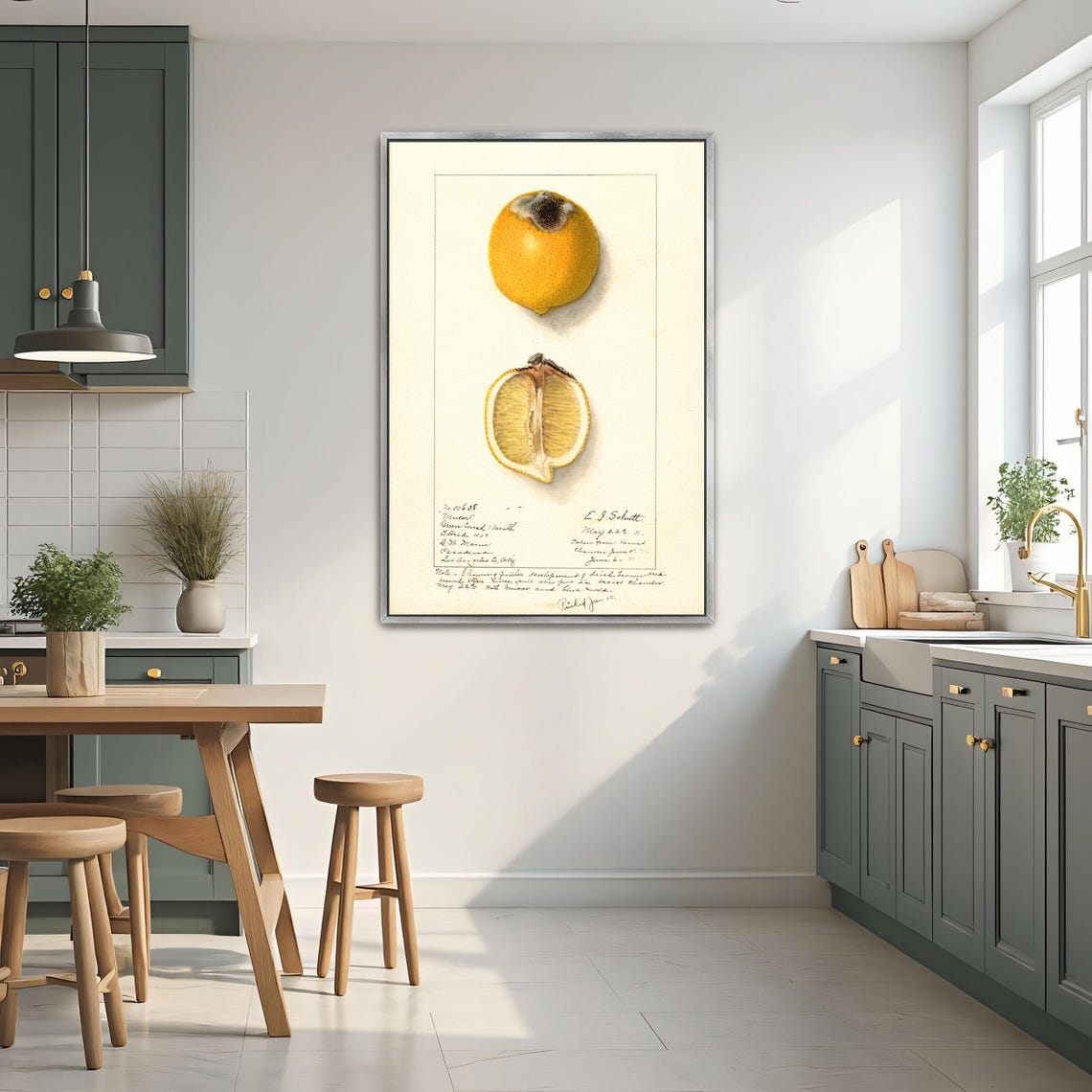 Victorian Lemon Watercolor Study Whole And Halved Fruit Poster - Image 2