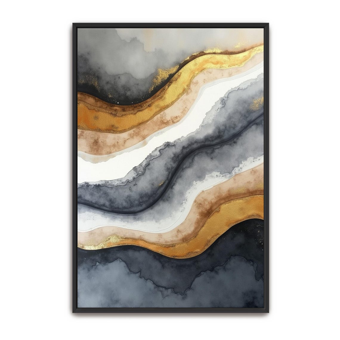 Gold And Grey Horizontal Watercolor Bands Abstract Modern Poster