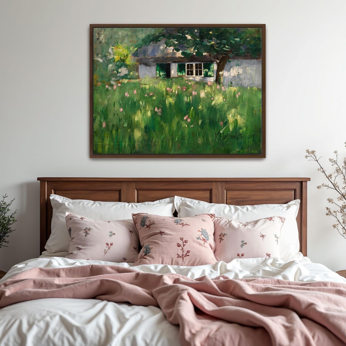 Cottage With Green Shutters in a Wildflower Meadow Art Print - Image 5