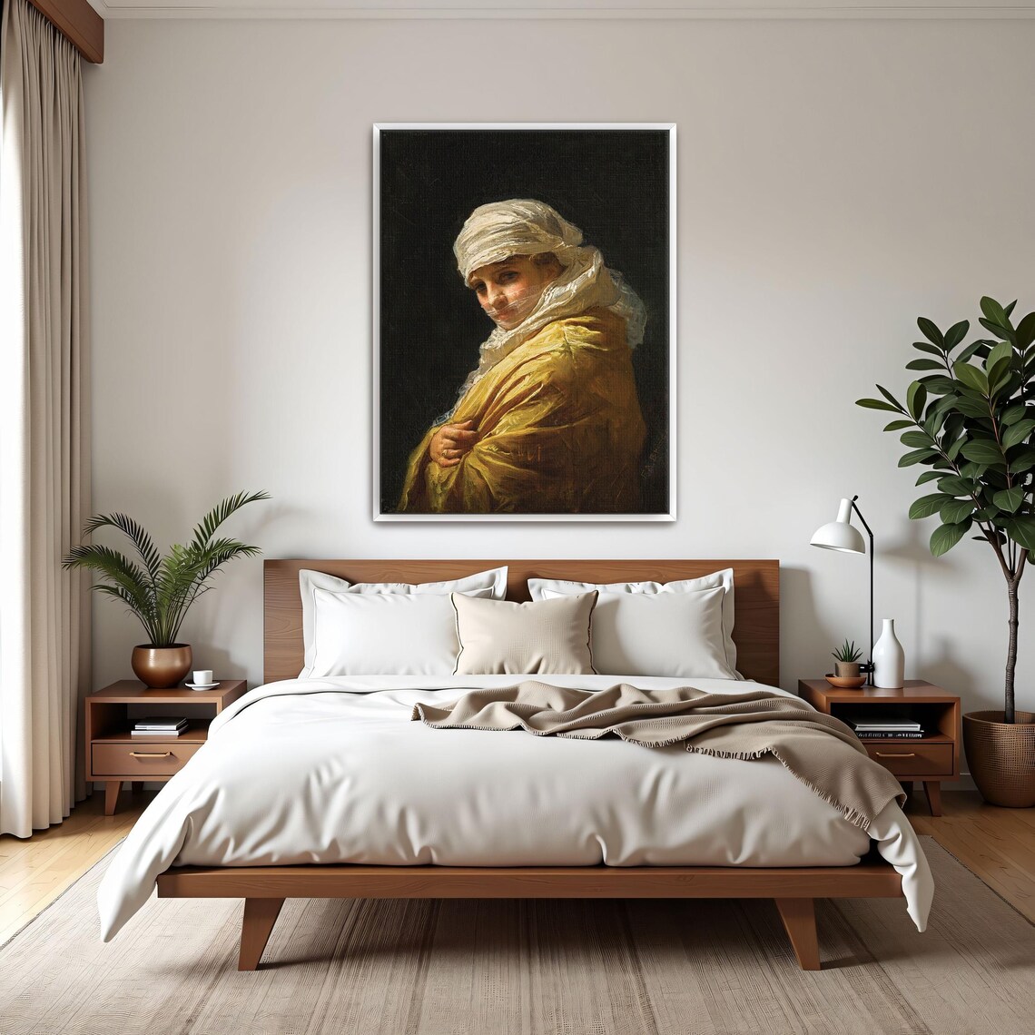 Woman in White Turban and Golden Shawl Classic Portrait Poster - Image 3