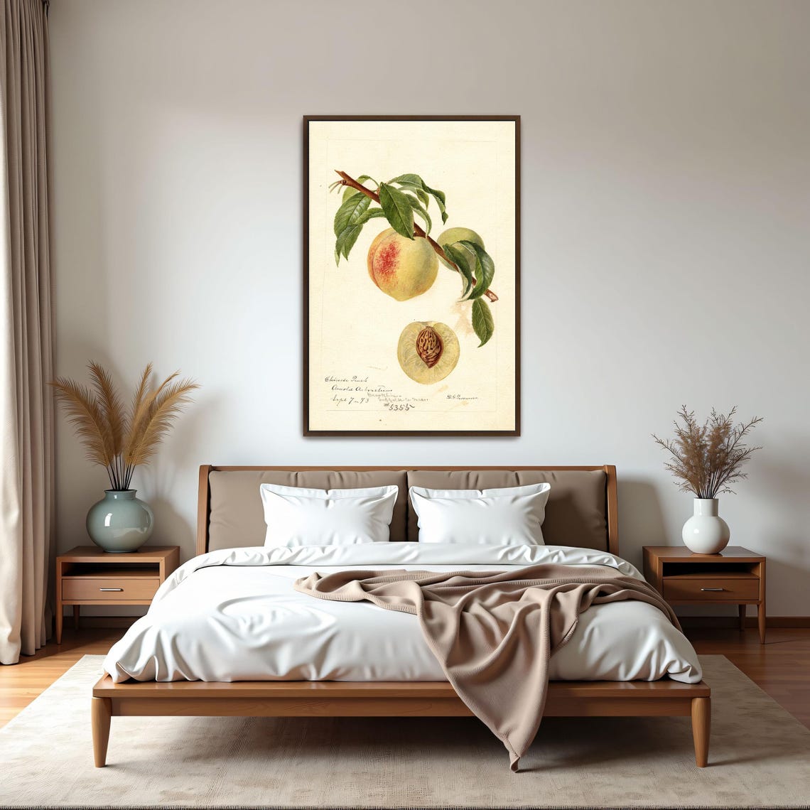 Chinese Peach On Branch With Pit Antique Botanical Study Art Poster - Image 5