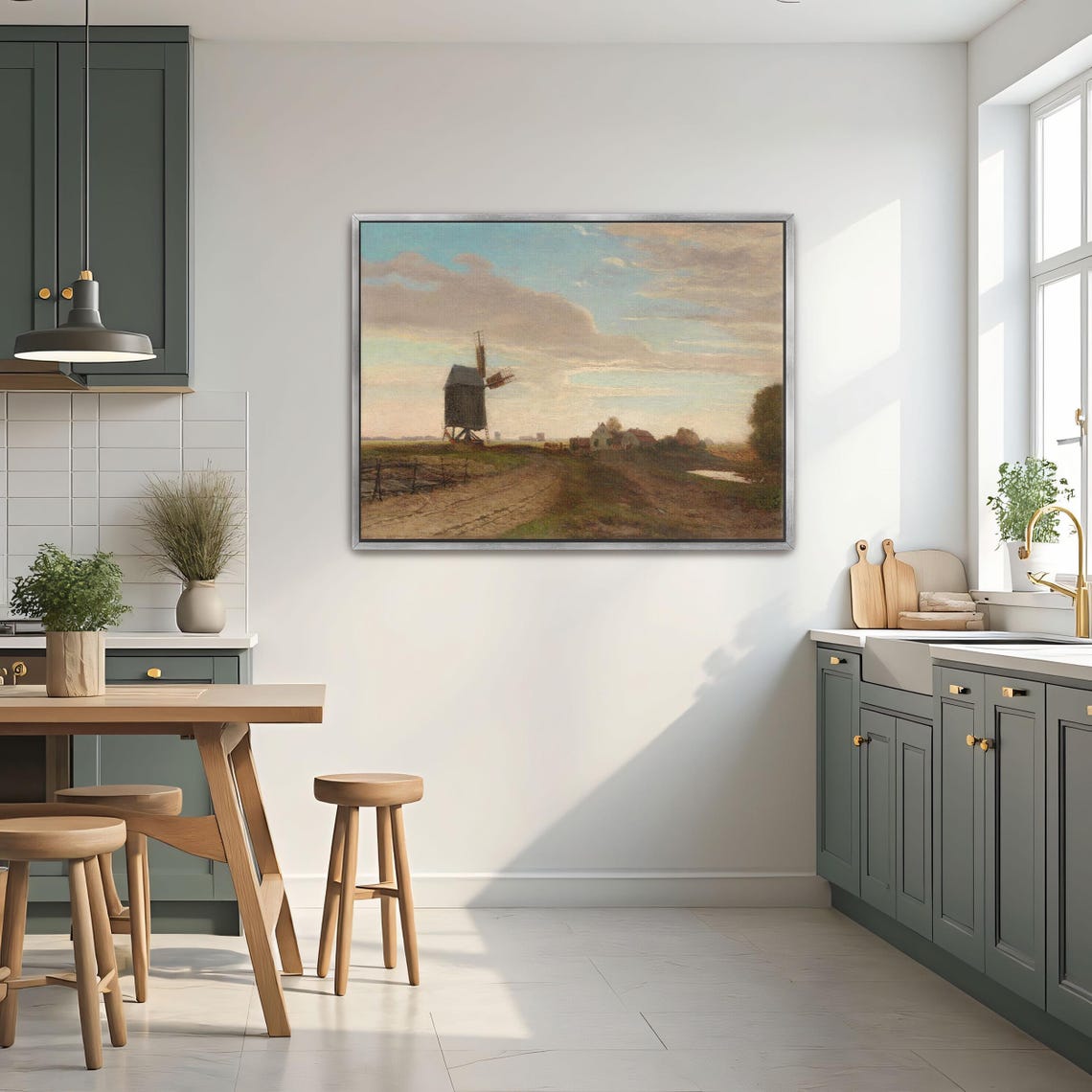 Dutch Windmill On A Country Road Under A Soft Morning Sky Poster - Image 2