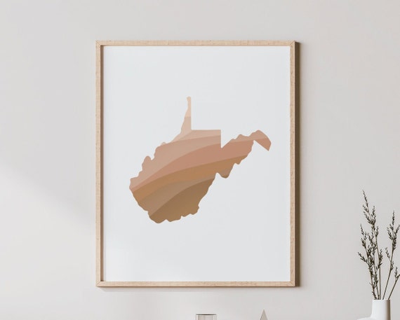 West Virginia Boho Wall Decor Minimalist Art Abstract Print Mid Century Modern Gift