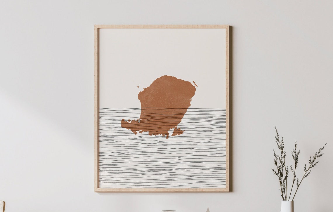 Lombok Island Map Terracotta Minimalist Indonesia Travel Poster