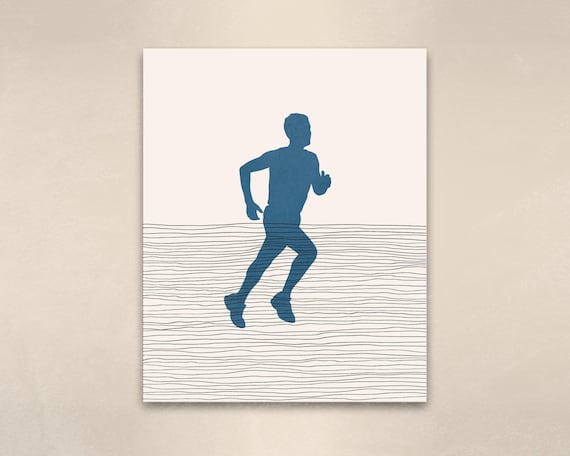 Runner Print Boy Wall Art Decor Cross Country Running Minimalist Poster Male Illustration Track Field Gift