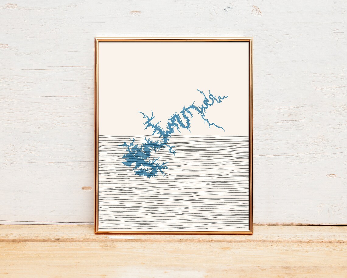 Lake Wedowee Boho Art Print, Alabama Lakehouse Decor