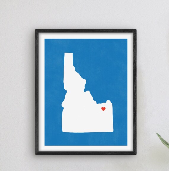 Rexburg Idaho State Map Heart College Town Graduation Gift Poster