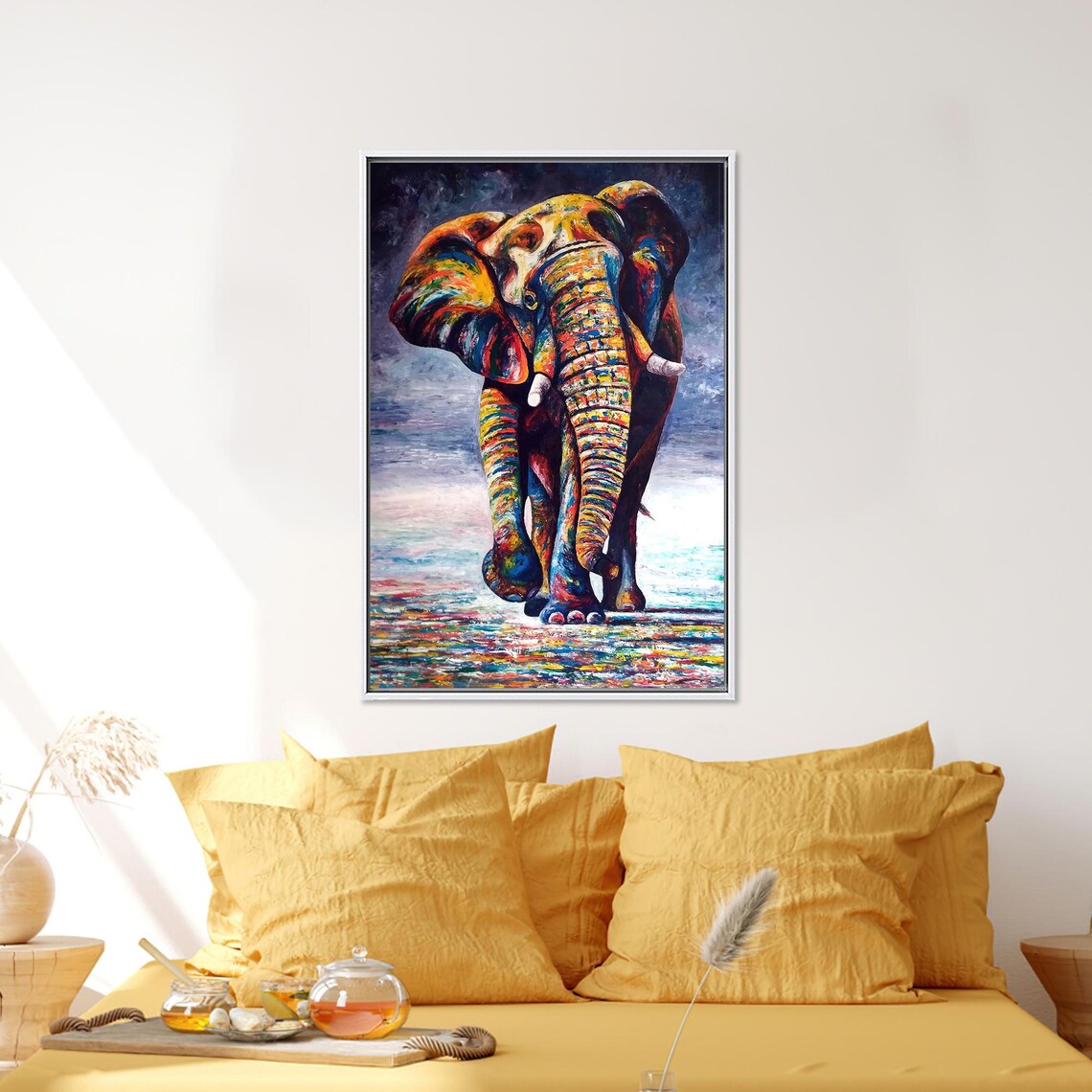 Vibrant Multicolor Abstract Elephant Full Body Painting Poster - Image 4