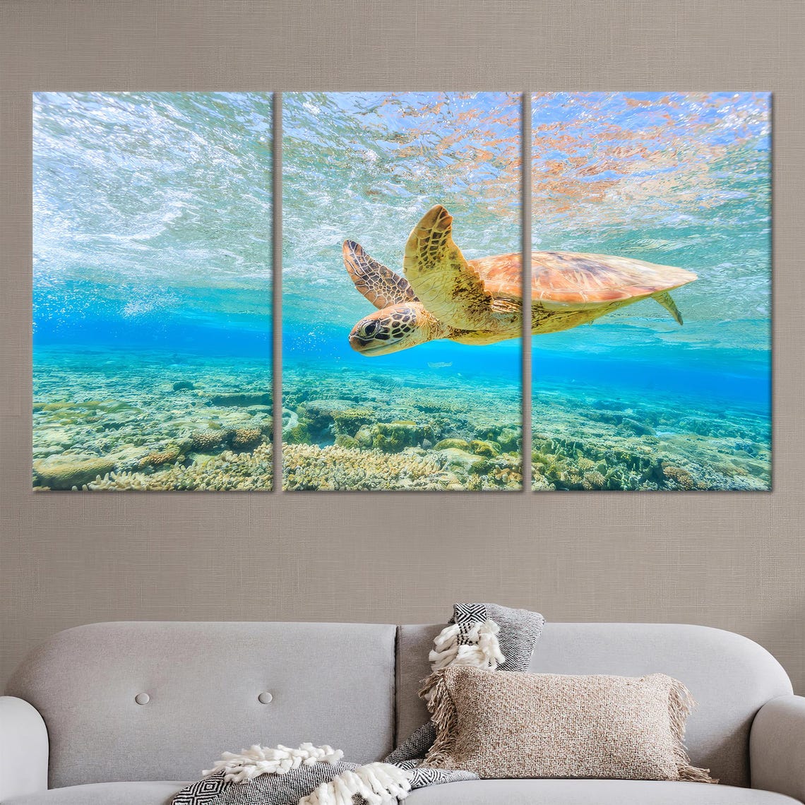 Sea Turtle Swimming Ocean Wall Art - Image 4