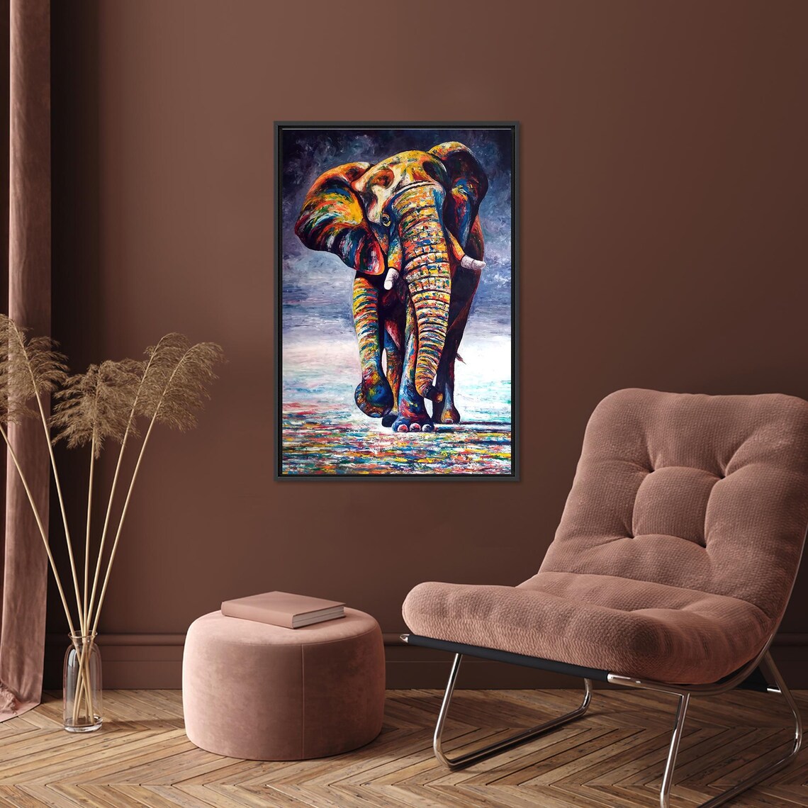 Vibrant Multicolor Abstract Elephant Full Body Painting Poster - Image 3