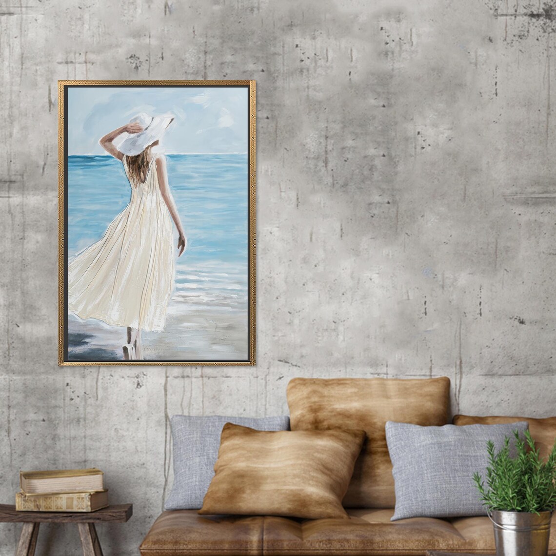 Woman With White Dress, Modern Poster - Image 2