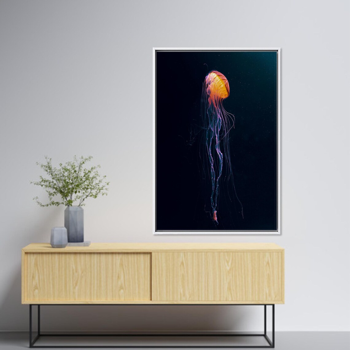 Jellyfish Modern Printed Glass Art, Ocean Decor - Image 4