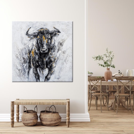 Abstract Bull Halloween Decor, Modern Glass Art